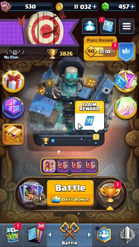 Clash Royale Accounts High-End Lv 530|Trophy 3826|KTL 10|Card 64/122|1 Hero 5 EVO 3 Legend 16 Epic 20 Rare 25 Common|3 1