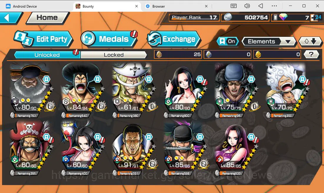 One Piece Bounty Rush Accounts Global|7 EX|T5E Saturn,GP Newgate,G5 MD Luffy,KoP  image 4