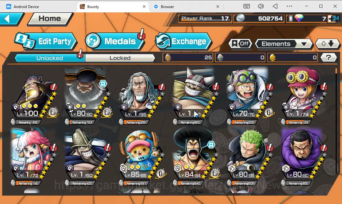 One Piece Bounty Rush Accounts Global|7 EX|T5E Saturn,GP Newgate,G5 MD Luffy,KoP  image 5