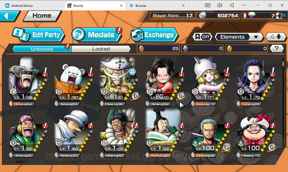 One Piece Bounty Rush Accounts Global|7 EX|T5E Saturn,GP Newgate,G5 MD Luffy,KoP  image 6