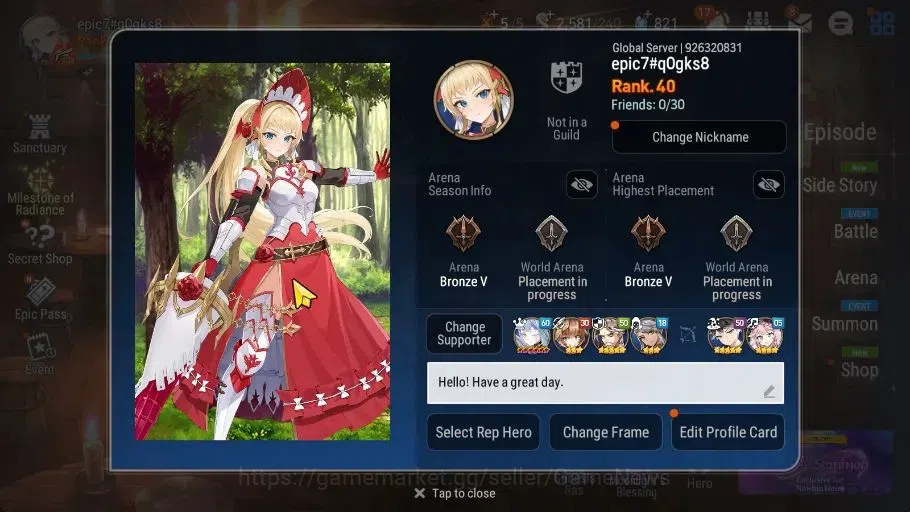 Epic Seven Accounts GLOBAL Unverif|New Era|4 ML(SS Vivian,LW Peira,A Y image 2