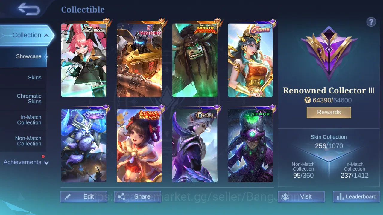 Mobile Legends: Bang Bang Accounts Others Hero 131 | Skin 256 | GLORY | Recal Epic Biru , Tas Tas | Aspirants Layla | KOF 3
