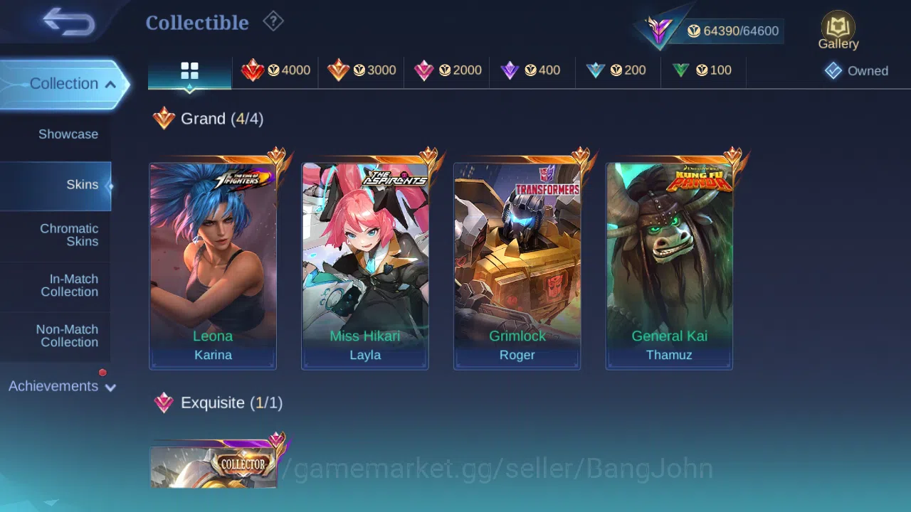 Mobile Legends: Bang Bang Accounts Others Hero 131 | Skin 256 | GLORY | Recal Epic Biru , Tas Tas | Aspirants Layla | KOF 4