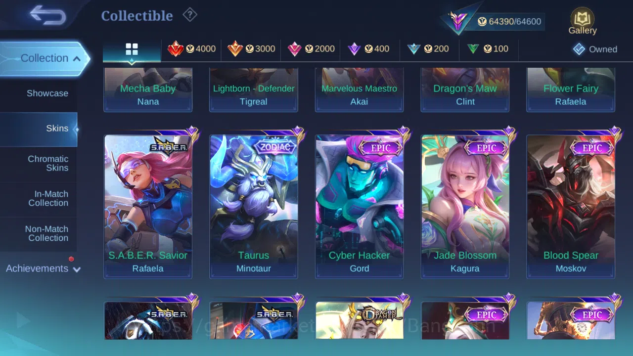 Mobile Legends: Bang Bang Accounts Others Hero 131 | Skin 256 | GLORY | Recal Epic Biru , Tas Tas | Aspirants Layla | KOF 6