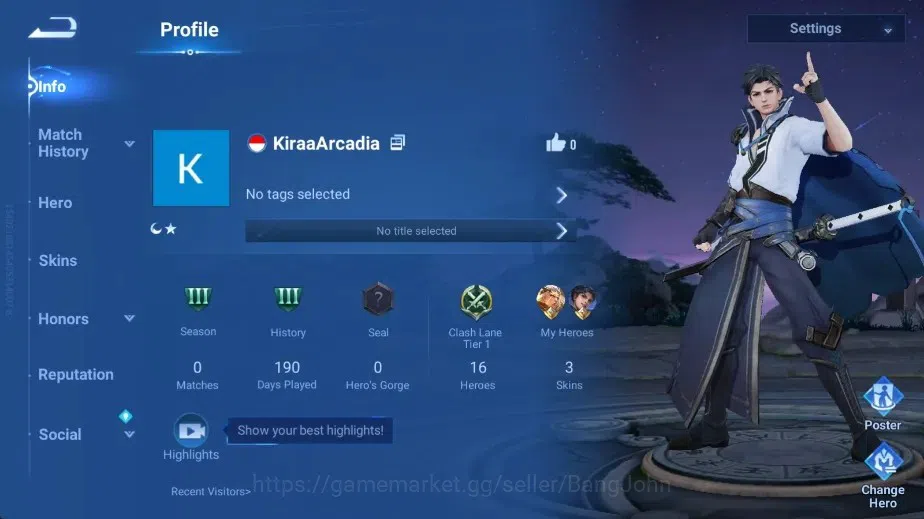 Honor of Kings Accounts Global | 16H 3S | 1 Legend Skin Selection Chest | image 1
