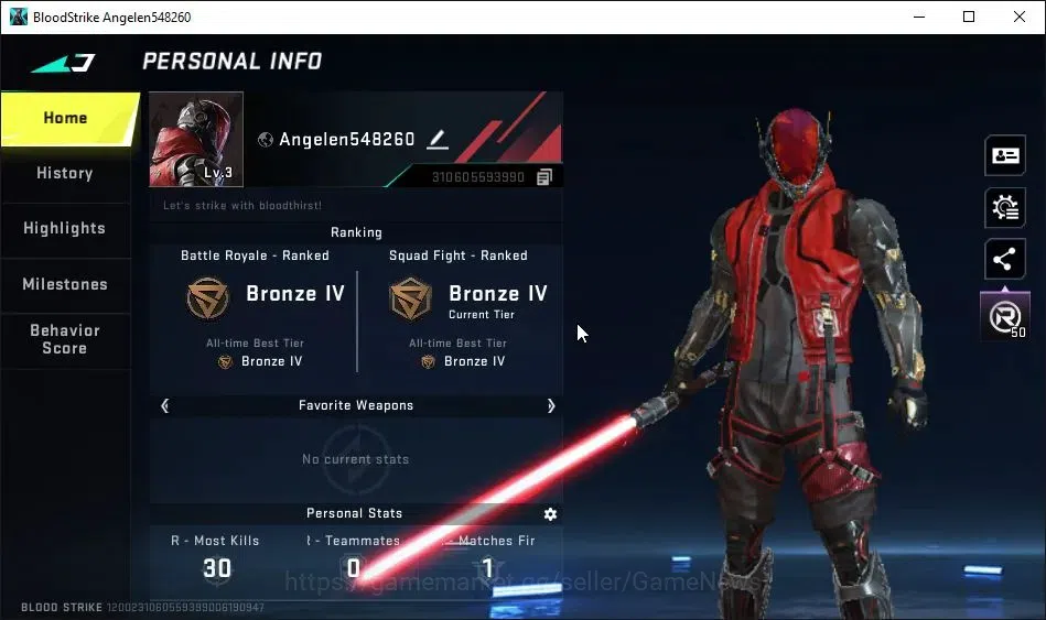 Blood Strike Accounts ASIA|Starter|Melee ULTRA Lightblade-Dark Force|Leg image 2
