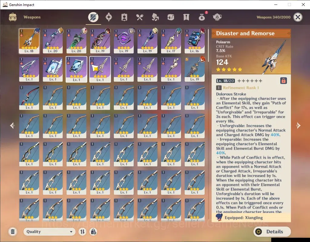 Genshin Impact Accounts ASIA|AR 45|All Unset|1 Limited + 1(*5 Weapon)|Mavu image 4