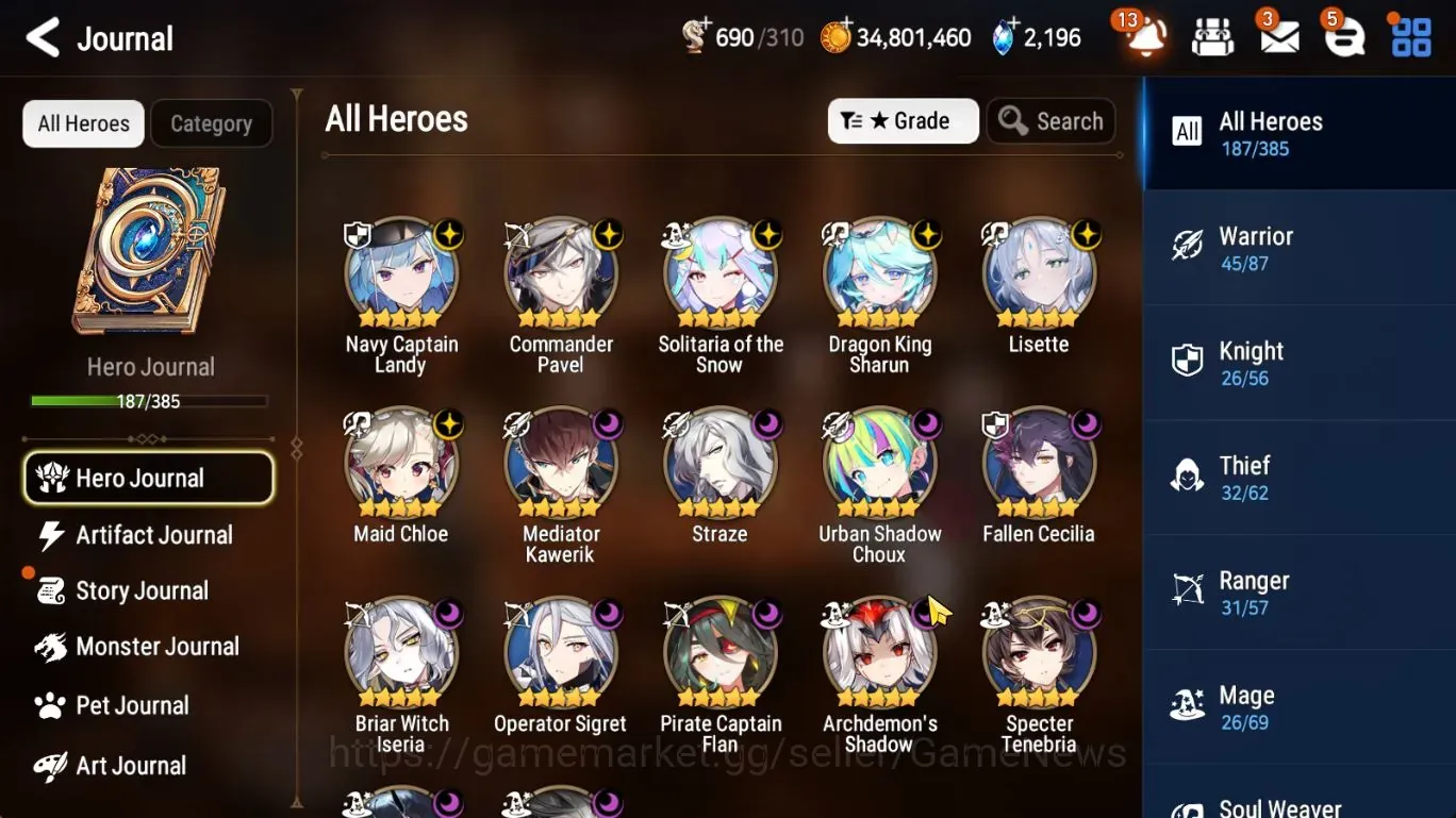 Epic Seven Accounts Mid-Tier GLOBAL Unverif| 17 ML (Lisette, BrIseria, TR Elvira, Straze, Zio, PCFlan, etc) Limit 1