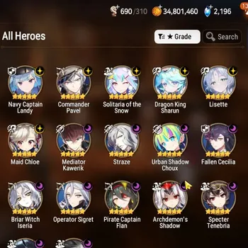 Epic Seven Accounts Mid-Tier GLOBAL Unverif| 17 ML (Lisette, BrIseria, TR Elvira, Straze, Zio, PCFlan, etc) Limit