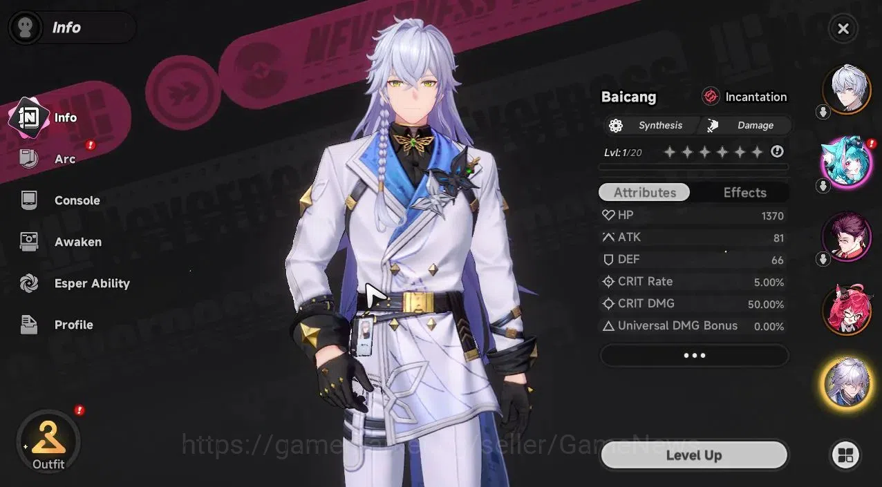 Neverness to Everness Accounts Global EU|HL 3|2 SSR Limited [Nanally,Baicang]|1 S-Class Char Box|1S Arc|3 SR|Selector 2