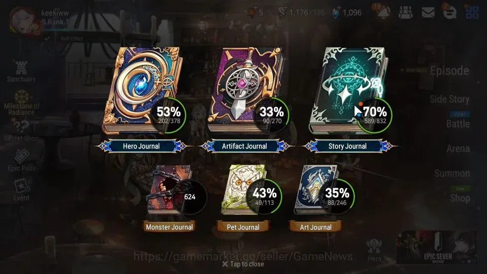 Epic Seven Accounts High-End ASIA VERIF|22 ML(Salome,LOTScales,GRas,BArunka)+PFbyblis,Rinak,Etc|AUTO WB Hunt|1K SStone+1K 3