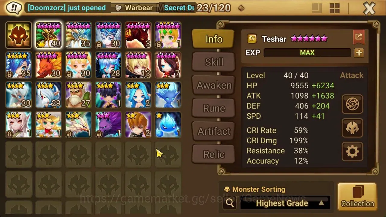 Summoners War: Sky Arena Accounts Starter GLOBAL Lv 20|Starter 1 LD[Eludia]+2 NB5[Teshar,Minato]+5 6*Monster|2 Legendary 10