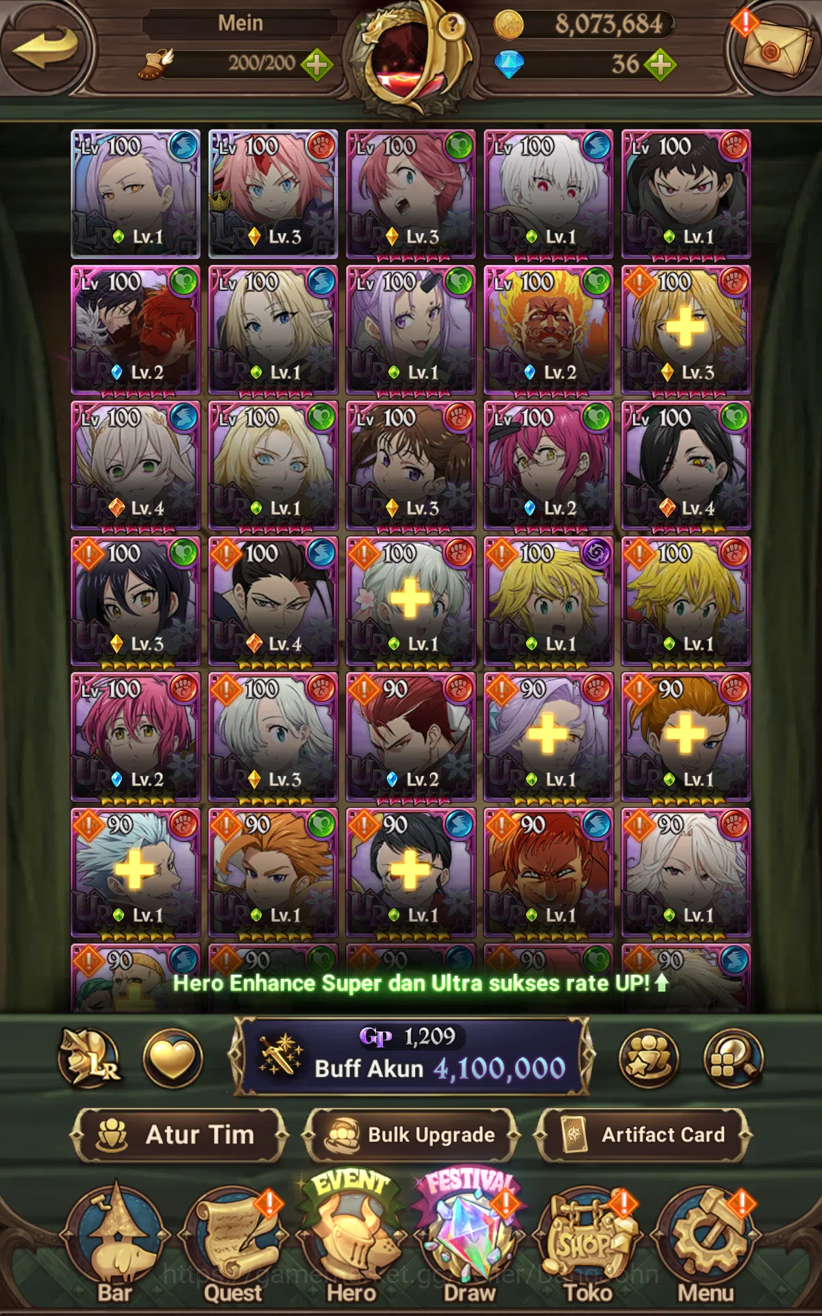 The Seven Deadly Sins: Grand Cross Accounts ASIA|4.1M CC|2LR Ludociel,Milim Nava|UR Merlin&Esc image 10