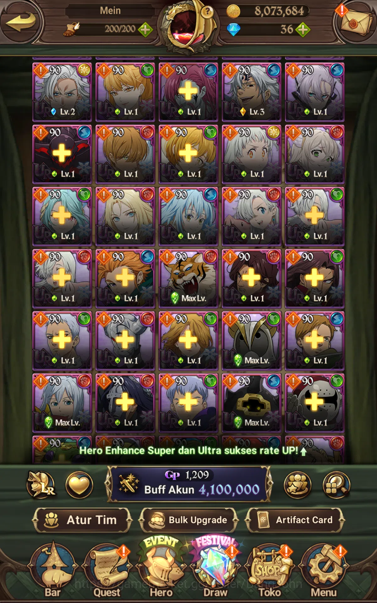 The Seven Deadly Sins: Grand Cross Accounts ASIA|4.1M CC|2LR Ludociel,Milim Nava|UR Merlin&Esc image 12