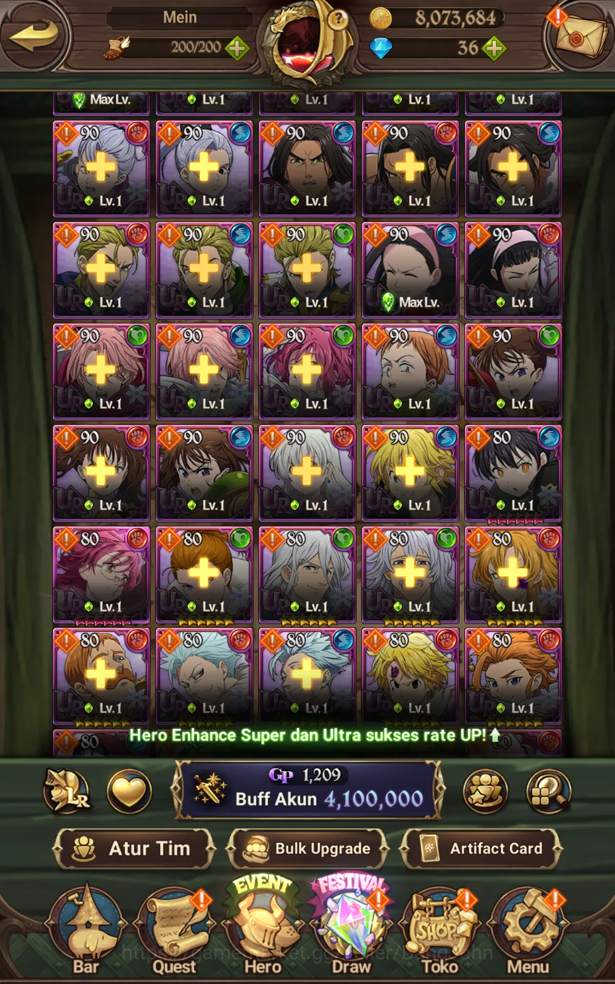 The Seven Deadly Sins: Grand Cross Accounts ASIA|4.1M CC|2LR Ludociel,Milim Nava|UR Merlin&Esc image 13