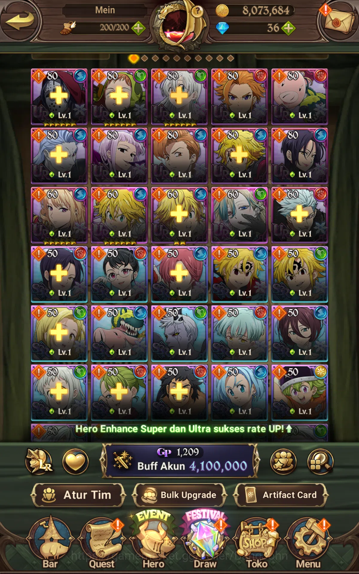 The Seven Deadly Sins: Grand Cross Accounts ASIA|4.1M CC|2LR Ludociel,Milim Nava|UR Merlin&Esc image 14