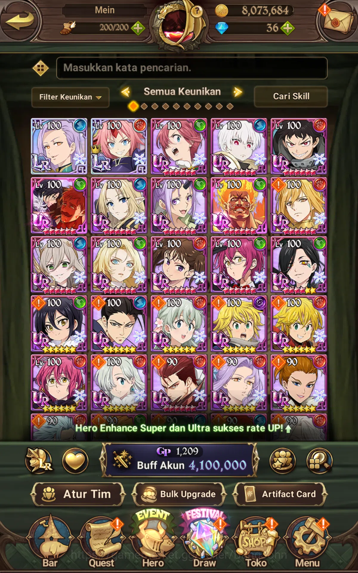The Seven Deadly Sins: Grand Cross Accounts ASIA|4.1M CC|2LR Ludociel,Milim Nava|UR Merlin&Esc image 7