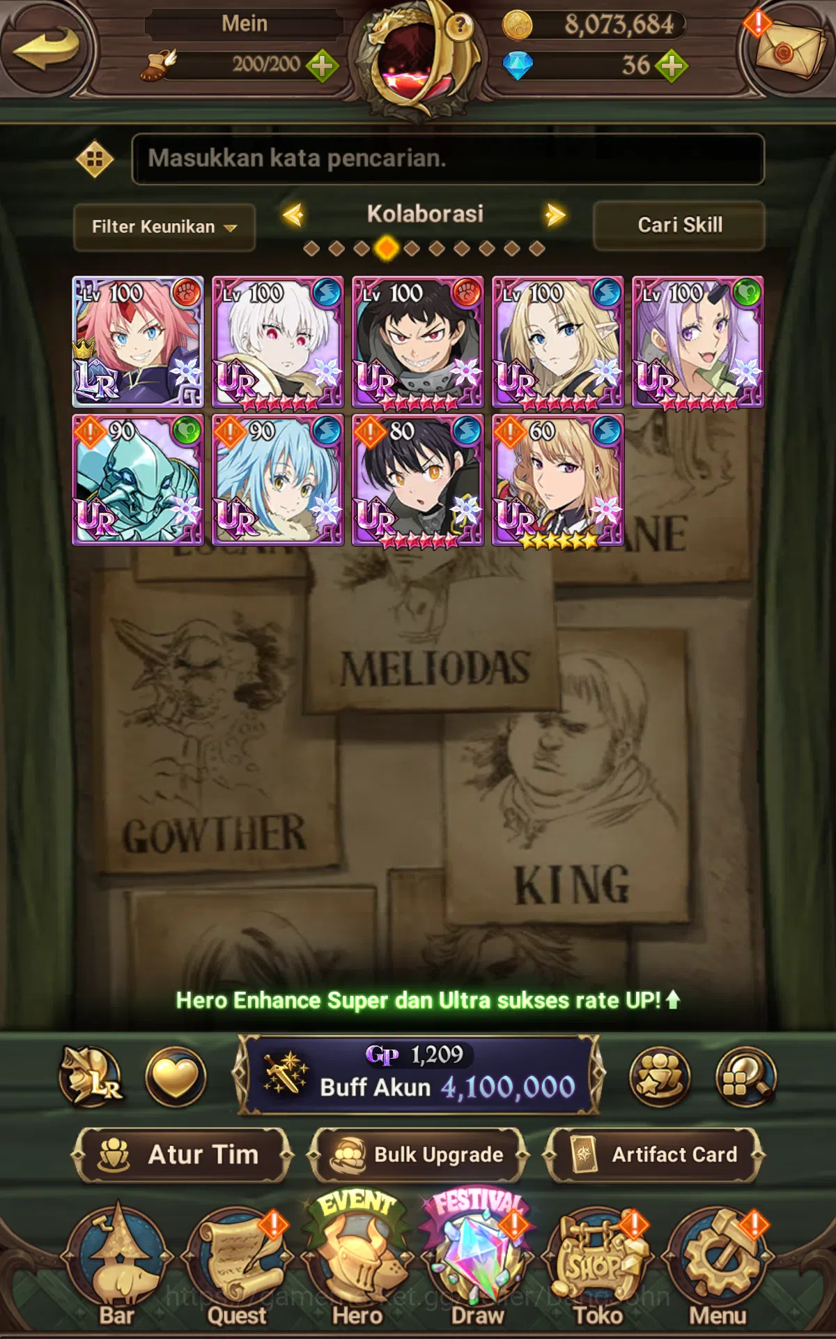 The Seven Deadly Sins: Grand Cross Accounts ASIA|4.1M CC|2LR Ludociel,Milim Nava|UR Merlin&Esc image 8