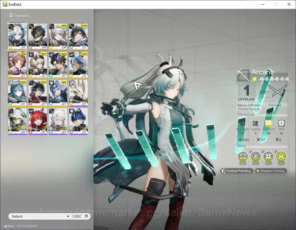 Arknights: Endfield Accounts Asia|Lvl 2|2 SSR 1 Limited + 2(*6 Weap)|(Arcane),Ardelia|Male MC|Log Gryphlink|Check 1