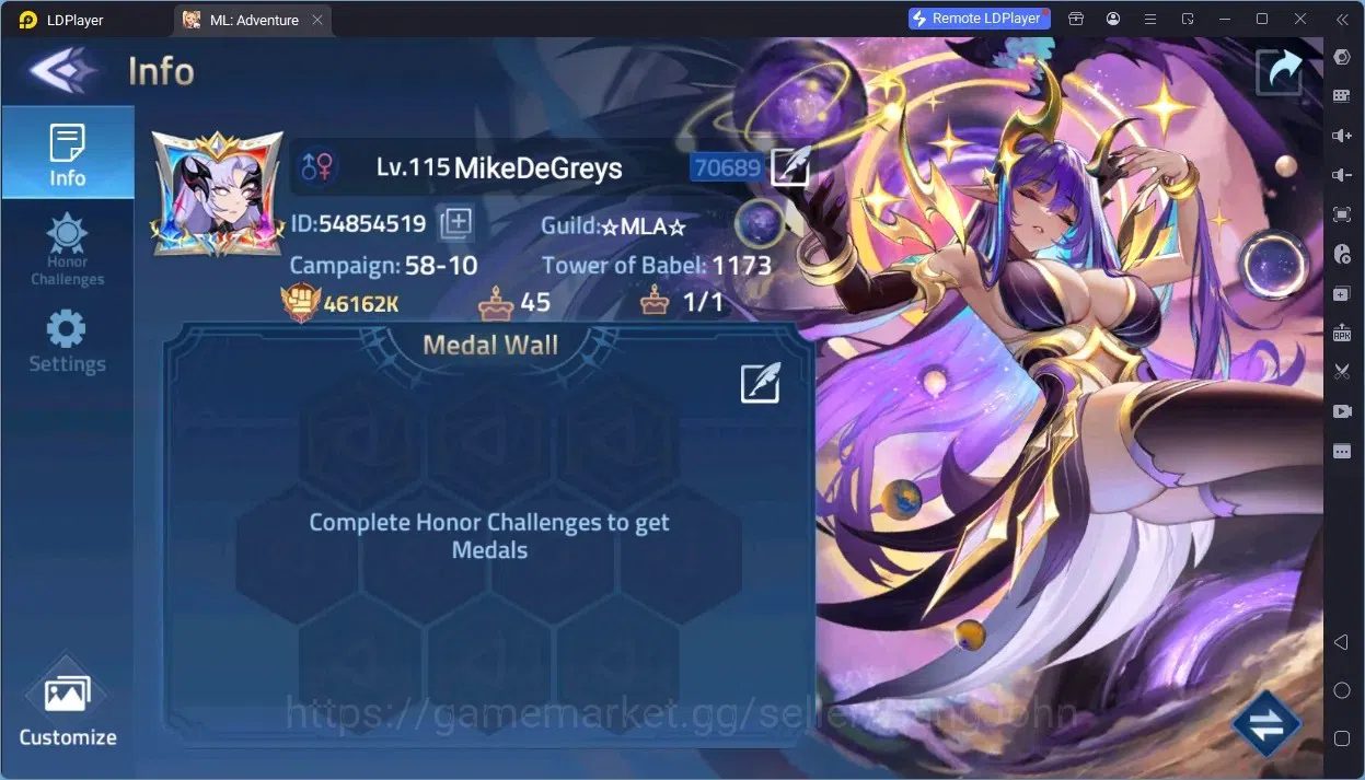 Mobile Legends: Adventure Accounts Global | LV 115 | 46M Power | Camp 58-10 | VIP 8 | 7 Awakening|Hero 199|6 UR|96 SSR|2,318 1