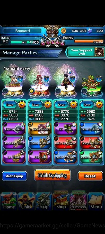 Grand Summoners Accounts End-Game Global | Rank 50 | 3 Ascend+1 TW | Reimu Hakurei+TW, Young Inheritor Isliid ,Marisa 3