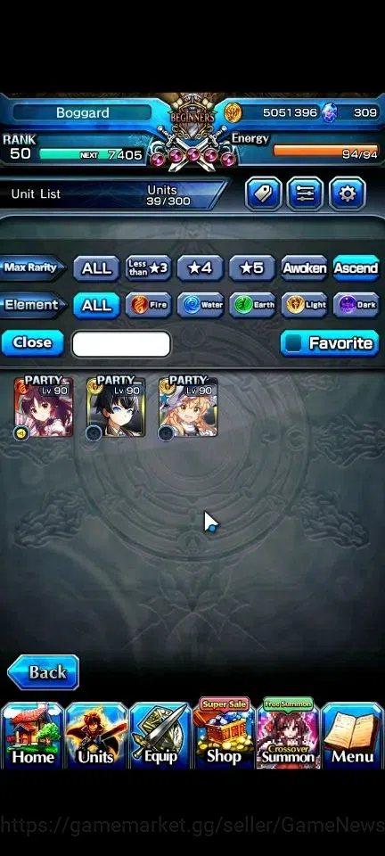 Grand Summoners Accounts End-Game Global | Rank 50 | 3 Ascend+1 TW | Reimu Hakurei+TW, Young Inheritor Isliid ,Marisa 4