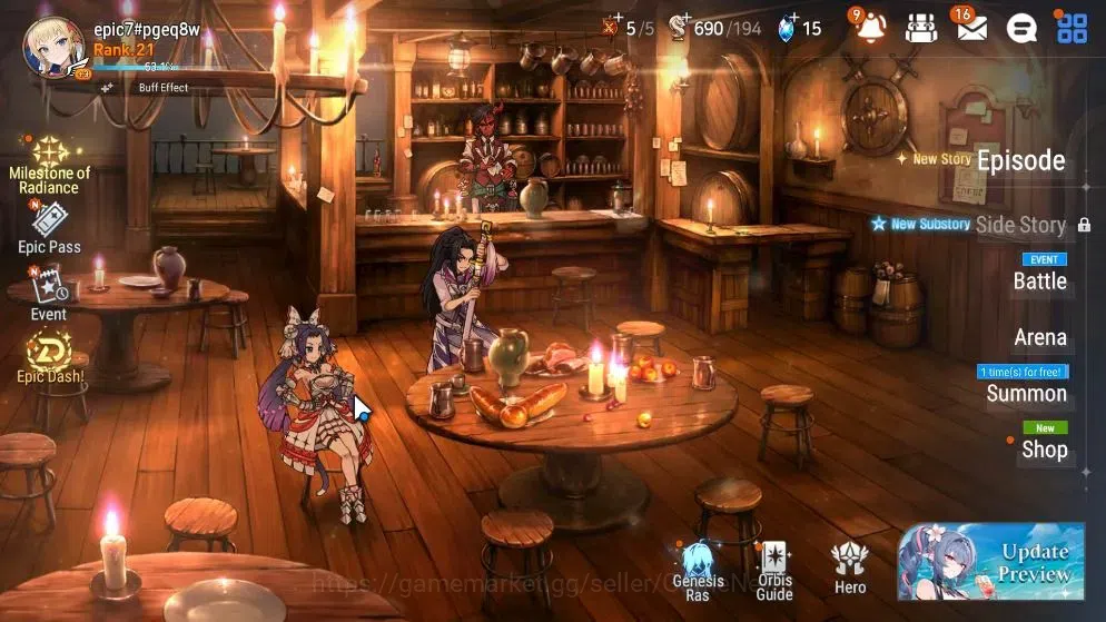 Epic Seven Accounts Limited Hero Global UnVerif|New Era|2 ML(Tidal Rift Elvira,NC Landy)+Ivana,Landy,Tenebria,etc|765 1