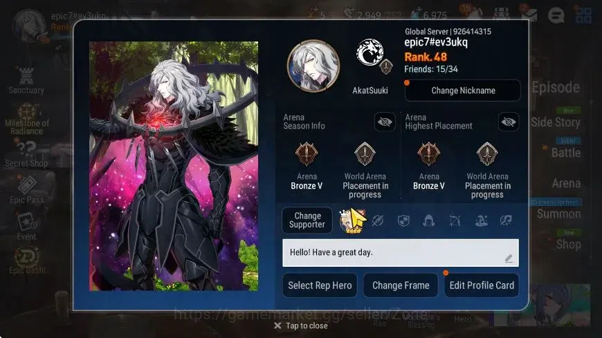 Epic Seven Accounts Starter Global|New Era 5ML (Straze, Harsetti, Abyss Yufine, NC Landy, DP Aria)|PoH+Bless ON|SS 6