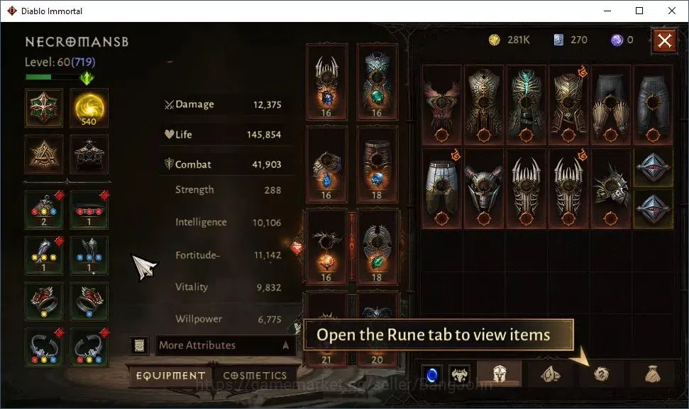 Diablo Immortal Accounts High-End NA - High Heaven |60 (719) Necromancer - Slinger |CR 41k |Reso 540|L30 (4*) Stormlost 6