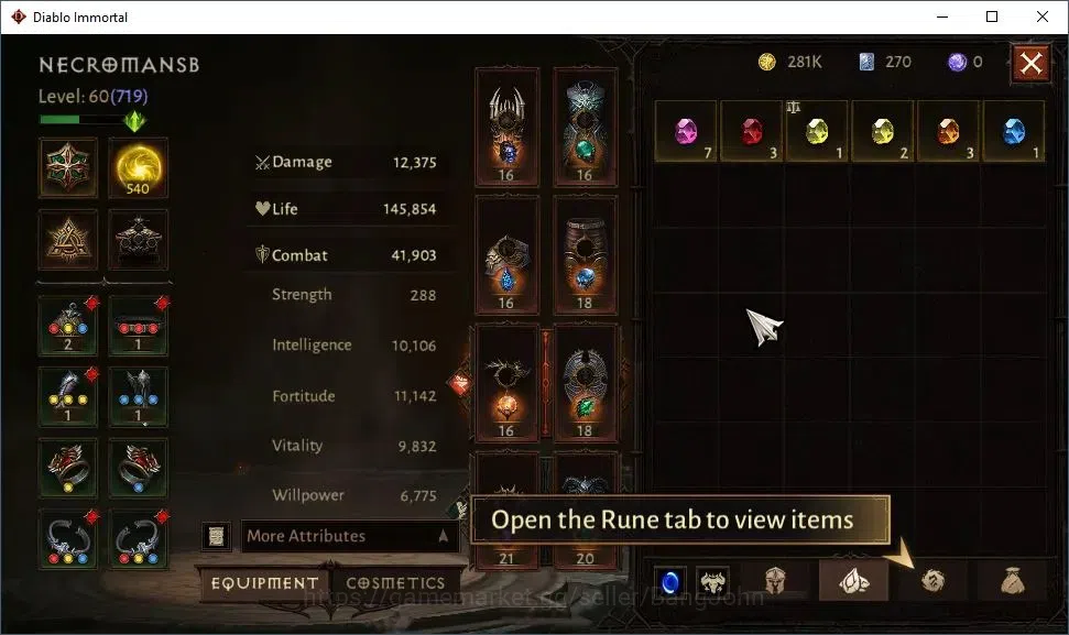 Diablo Immortal Accounts High-End NA - High Heaven |60 (719) Necromancer - Slinger |CR 41k |Reso 540|L30 (4*) Stormlost 7