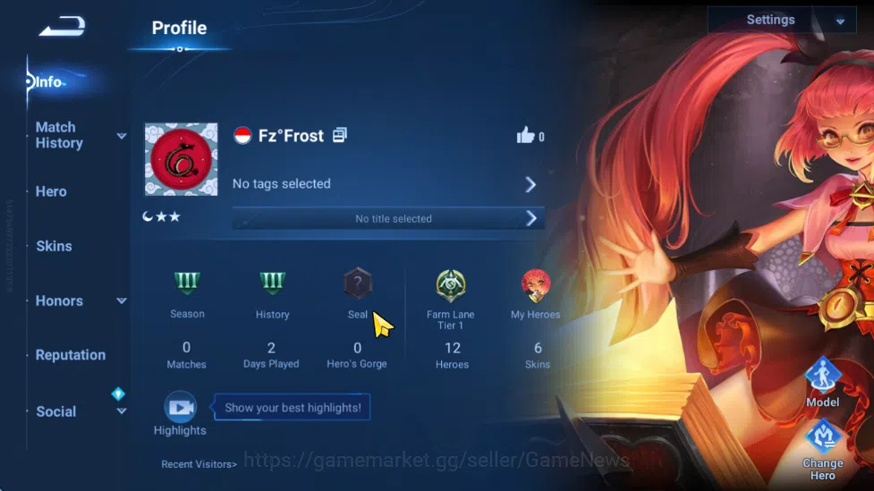 Honor of Kings Accounts Hero 12 Skin 6|Yao(Legend),Mulan(Event),3 Rare(Bir image 2