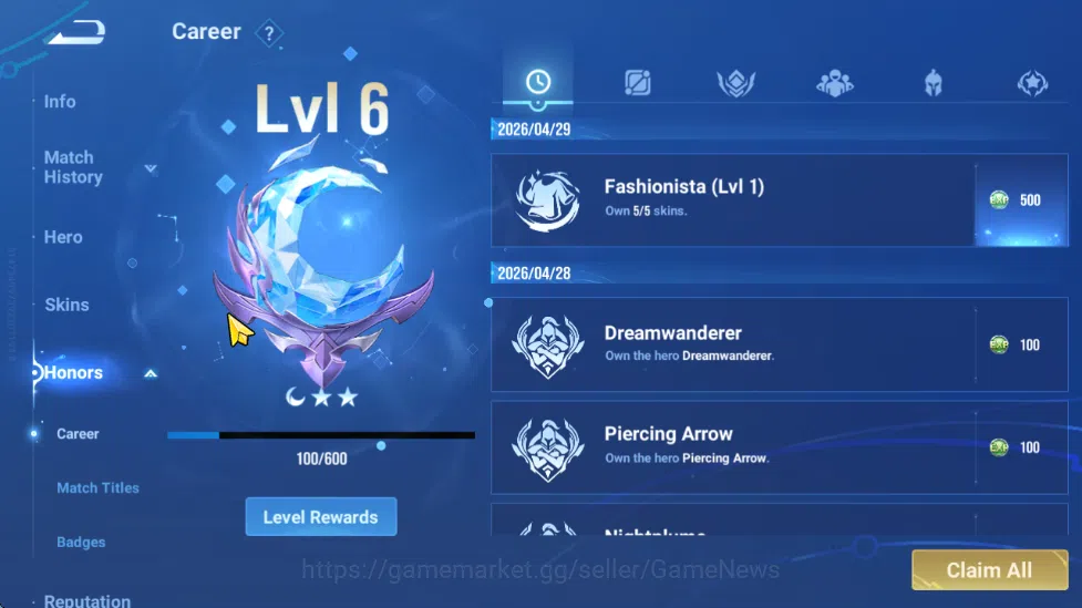 Honor of Kings Accounts Hero 12 Skin 6|Yao(Legend),Mulan(Event),3 Rare(Bir image 3