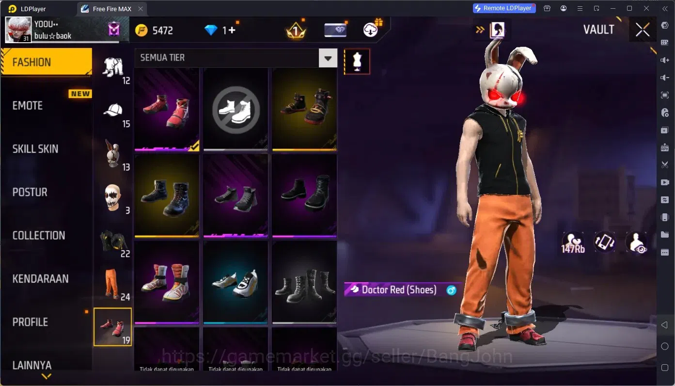 Free Fire Accounts Indonesia | Vault 136 | M1887- Hand of Hope | Hare image 10