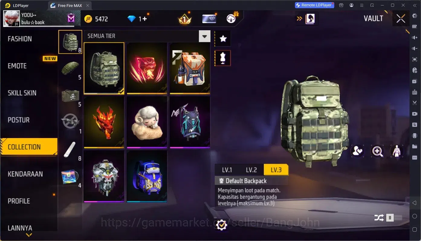 Free Fire Accounts Indonesia | Vault 136 | M1887- Hand of Hope | Hare image 11