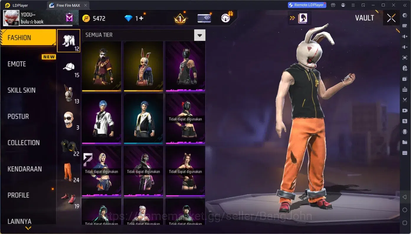 Free Fire Accounts Indonesia | Vault 136 | M1887- Hand of Hope | Hare image 4