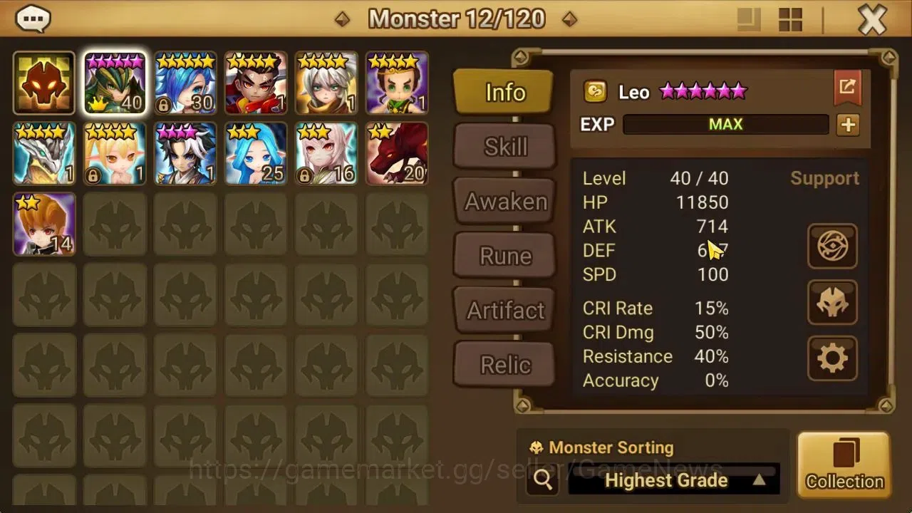 Summoners War: Sky Arena Accounts EUROPE Lv 59|Starter 1 NB5[Leo]+1 6*Monster|31K Ma image 7