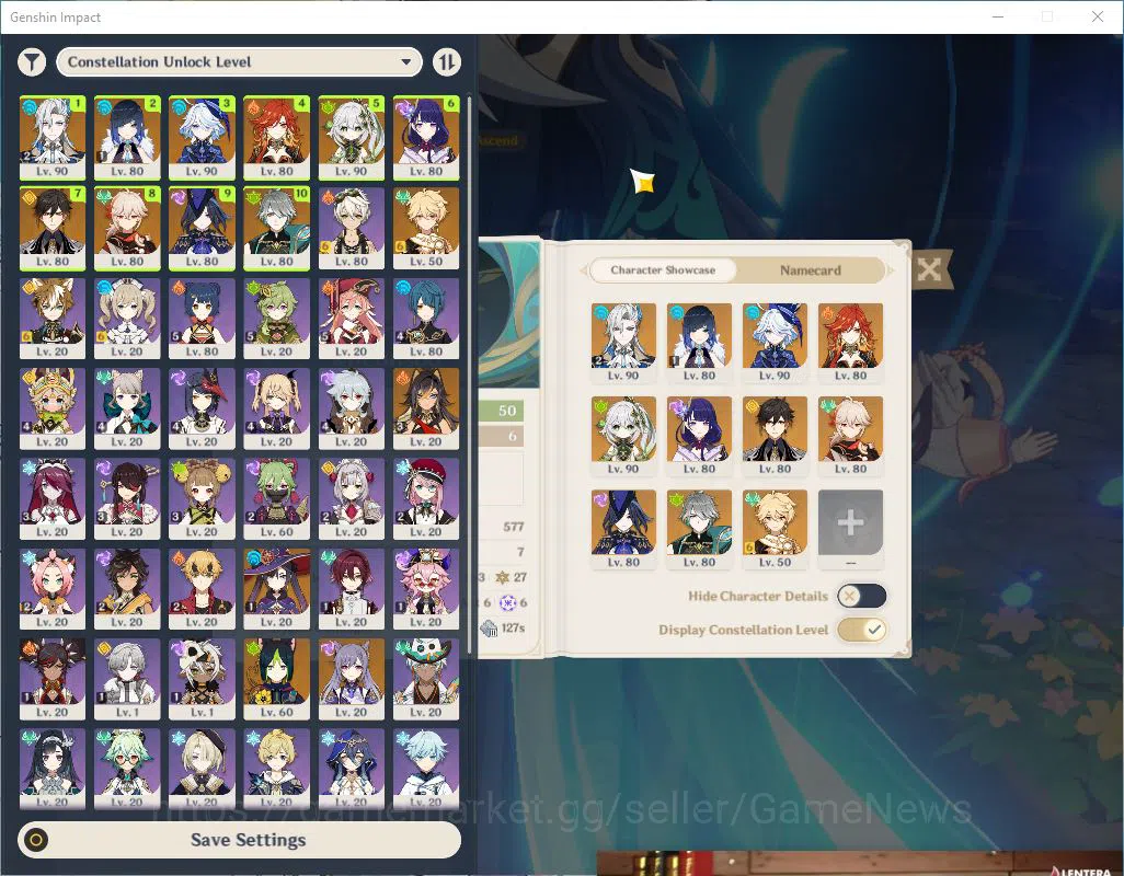 Genshin Impact Accounts Mid Game ASIA|AR 50|10 Limited +5(5*Weapon)| Neuvill C2,Yelan 2