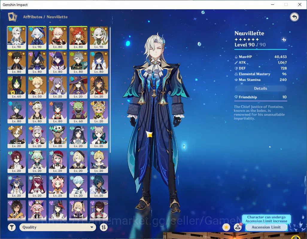 Genshin Impact Accounts Mid Game ASIA|AR 50|10 Limited +5(5*Weapon)| Neuvill C2,Yelan 3