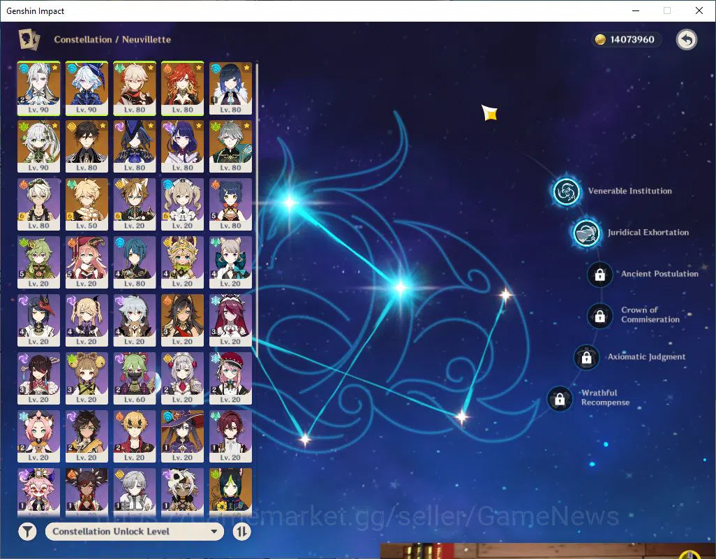 Genshin Impact Accounts Mid Game ASIA|AR 50|10 Limited +5(5*Weapon)| Neuvill C2,Yelan 4