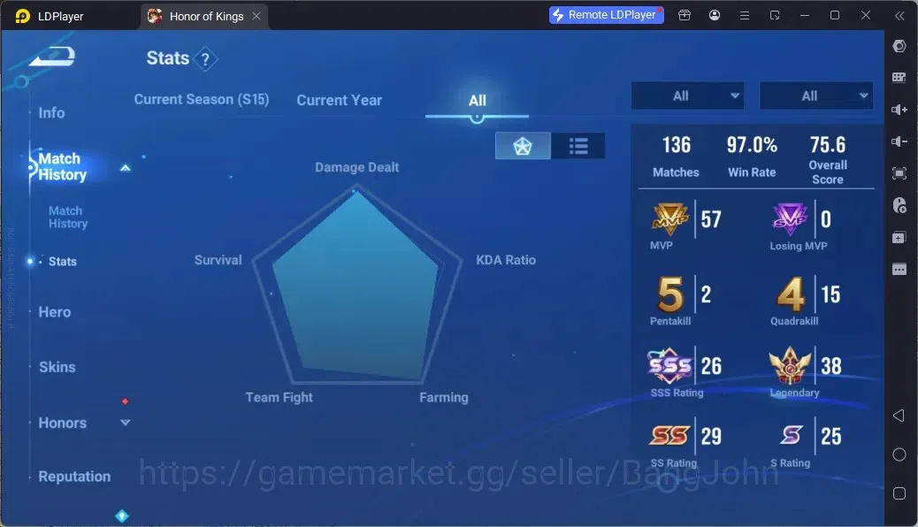 Honor of Kings Accounts Rare Skin Global | 76H 53S |1 Flawless|1 Legend|9 Epic|2 Collab|2 EventExclusive | TakeMail Check SS 2