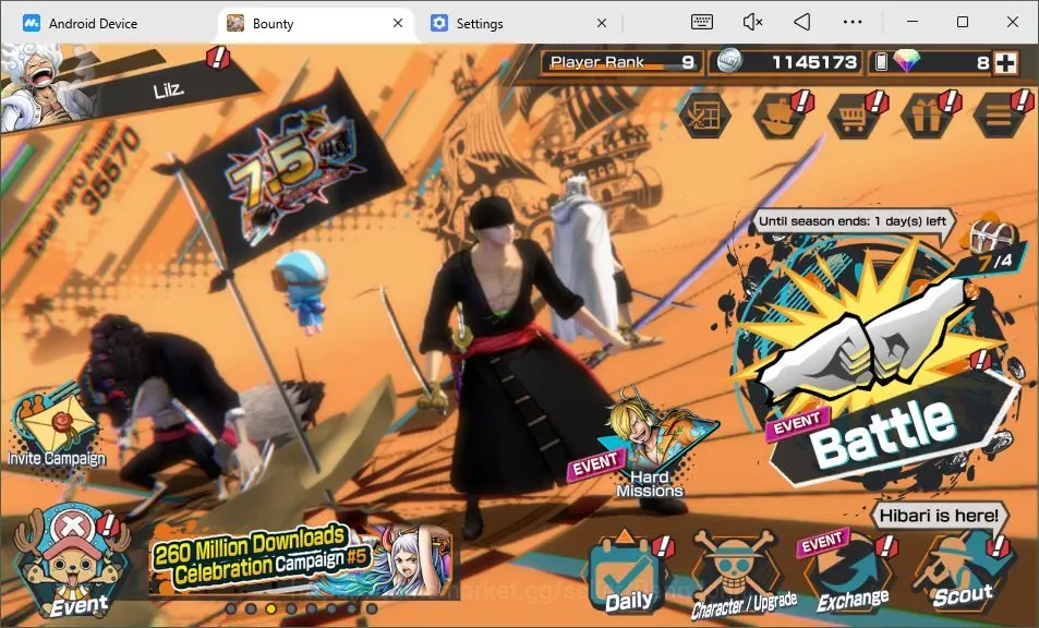 One Piece Bounty Rush Accounts High-End Android | EX 5 | 1 Max | PR 9 |RO Roronoa Zoro Max,KOP GolD. Roger,GF 1