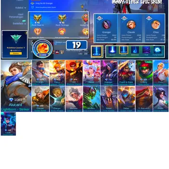 Mobile Legends: Bang Bang Accounts #4574 19 Skins | Nana Stardust Dreamer (EPIC) | Alucard Lightborn - Striker (LIGHTBORN