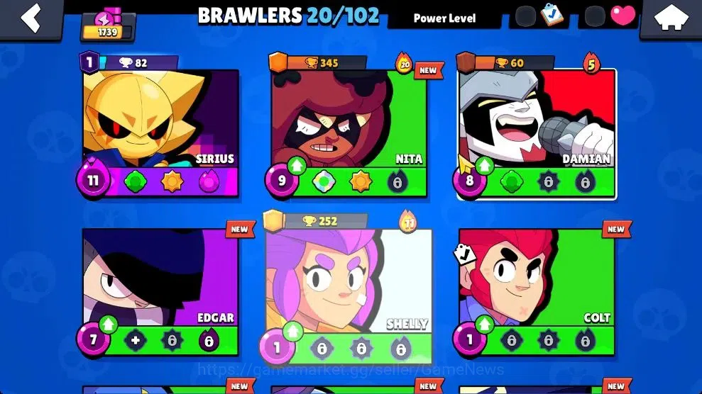 Brawl Stars Accounts 1739 Trophy|20 Brawlers 1 Max Lvl [UL Sirius] Myth image 5
