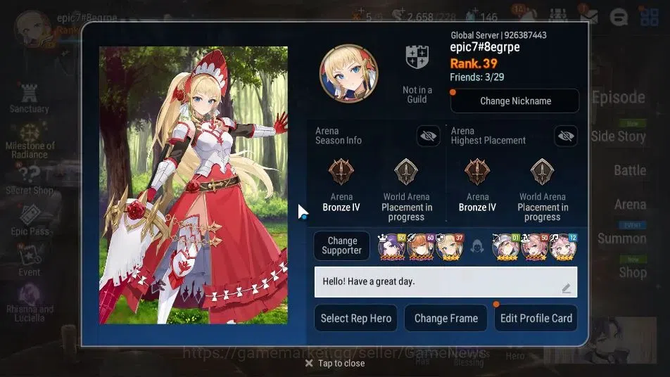 Epic Seven Accounts GLOBAL Unverif|New Era|4 ML(LC Bellona,SS Vivian,L image 2