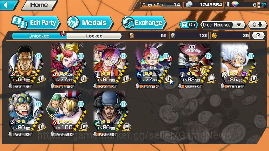 One Piece Bounty Rush Accounts Global|4 EX|BP Kuzan,AMS[Borsalino],GP Gol D.Roger image 5