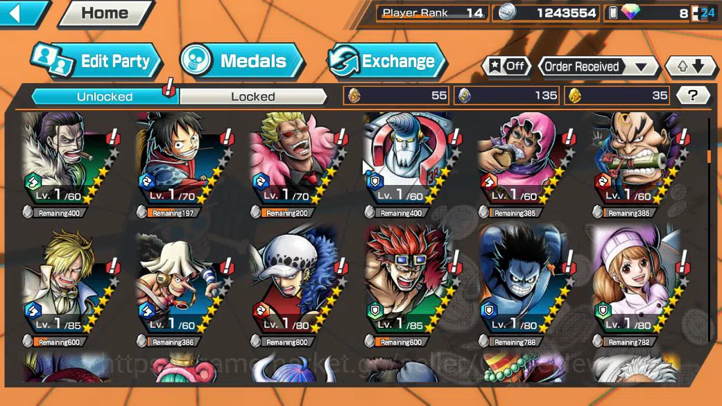 One Piece Bounty Rush Accounts Global|4 EX|BP Kuzan,AMS[Borsalino],GP Gol D.Roger image 8