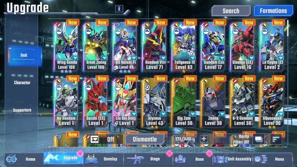 SD Gundam G Generation ETERNAL Accounts Global| Rank 18 | FreshStory | 850 Diamond|11 URGundam Wing Gundam,Great Zeong|10 12