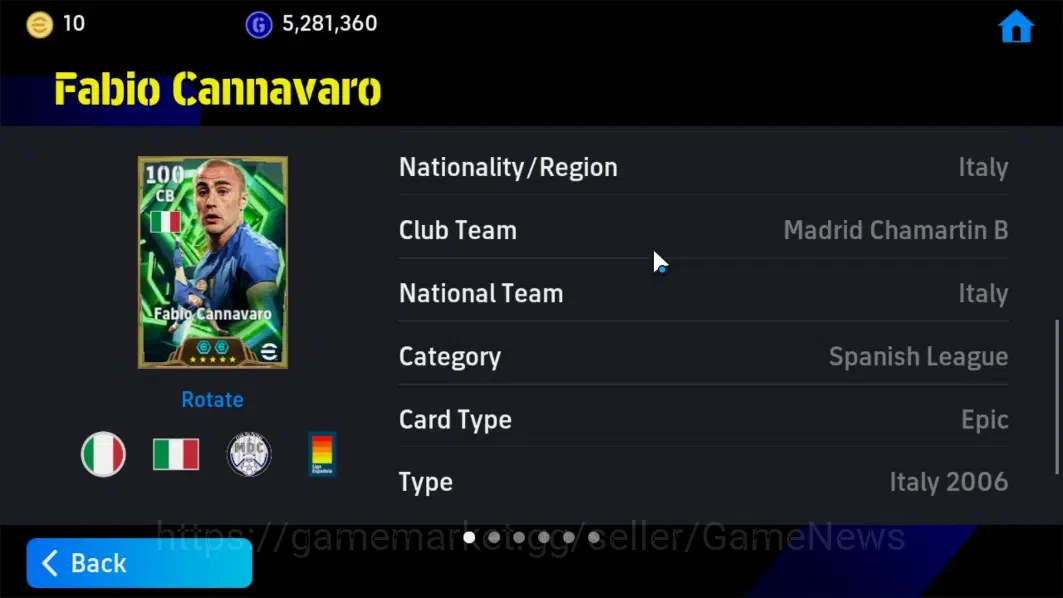eFootball Accounts Android|BigTime E.Hazard,Epic Fabio C,C.Vieri,Rona image 16