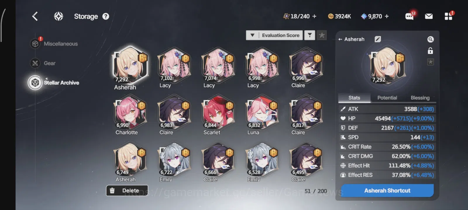 StarSavior Accounts Global Lv76 | 24SSR (6 LB3: Ashera Waltz Lecy) | 1 image 15