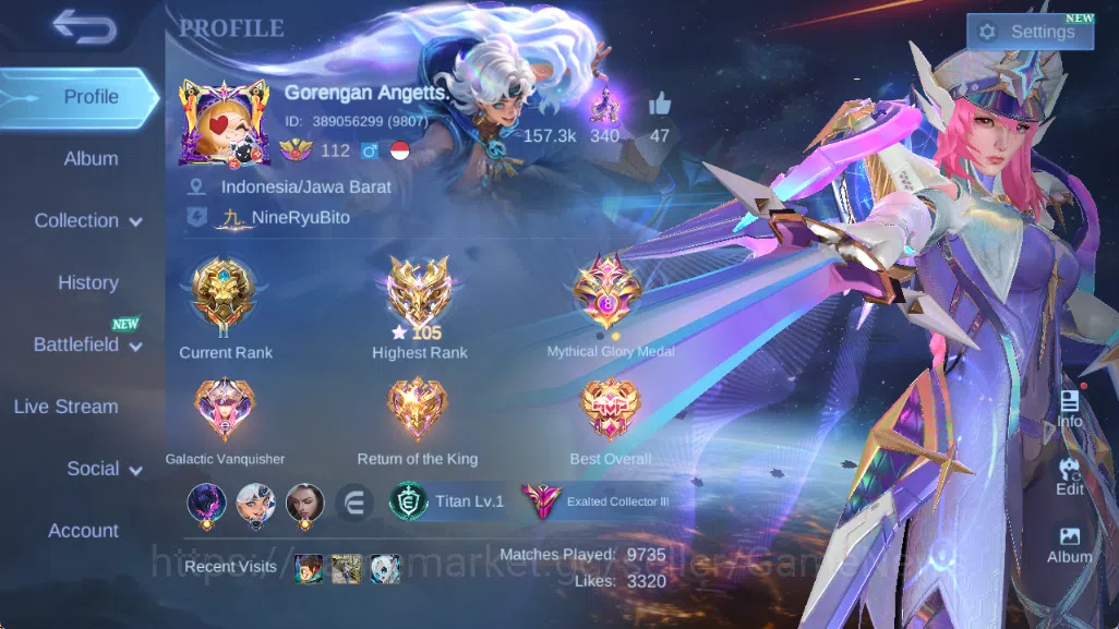 Mobile Legends: Bang Bang Accounts Hero 132|Skin 405|High Immo 105|Legend Freya,Aspir image 13